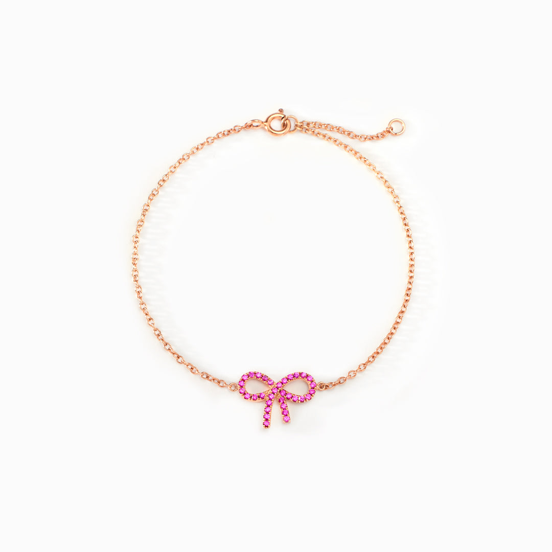 Pixie Pink Pavé Bow Bracelet Storyjewellery