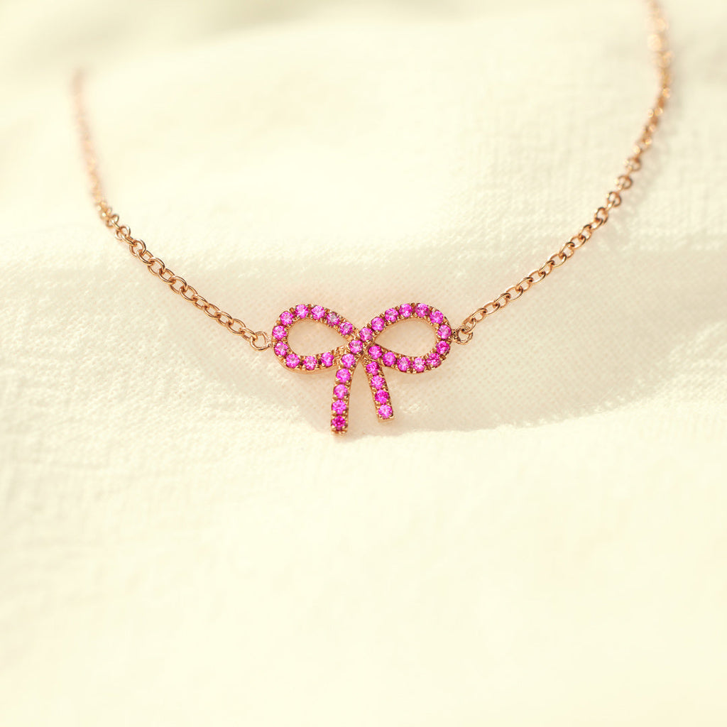 Pixie Pink Pavé Bow Bracelet Storyjewellery