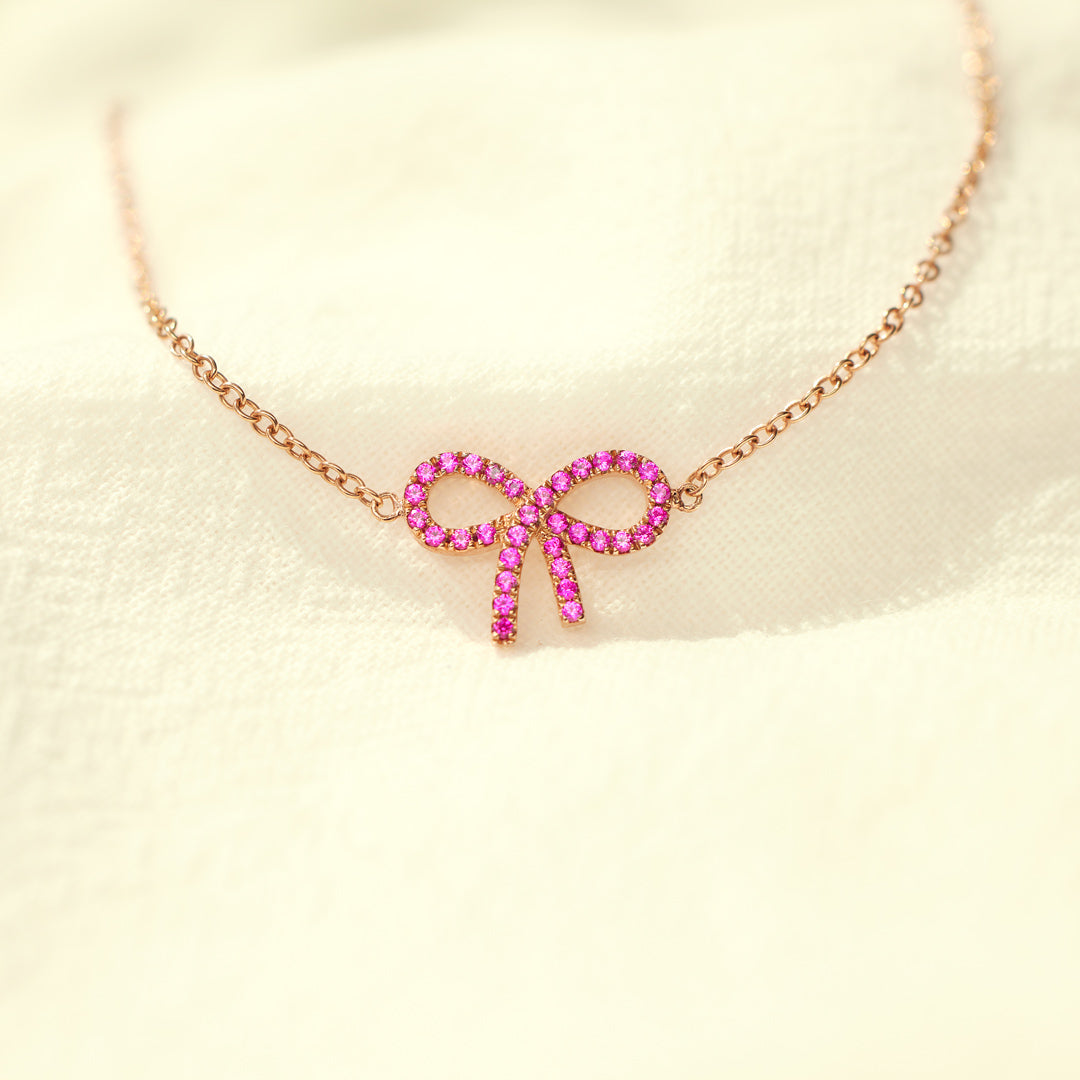 Pixie Pink Pavé Bow Bracelet Storyjewellery