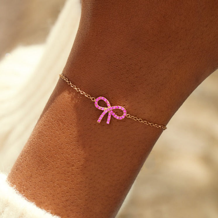Pixie Pink Pavé Bow Bracelet Storyjewellery