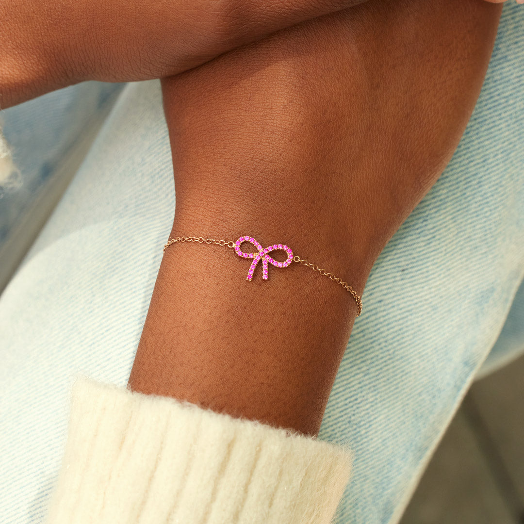 Pixie Pink Pavé Bow Bracelet Storyjewellery