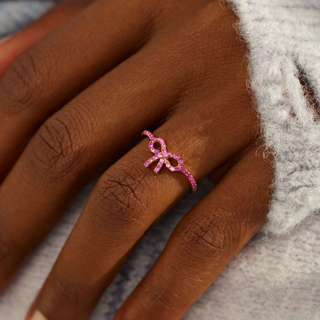 Pink Pavé Bow Ring