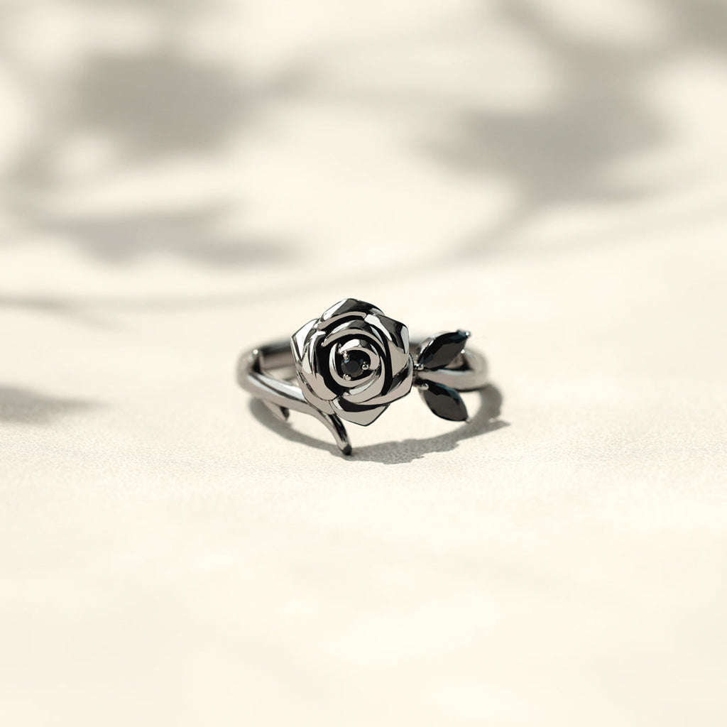 Burned and Survived Self-Love Black Rose Ring