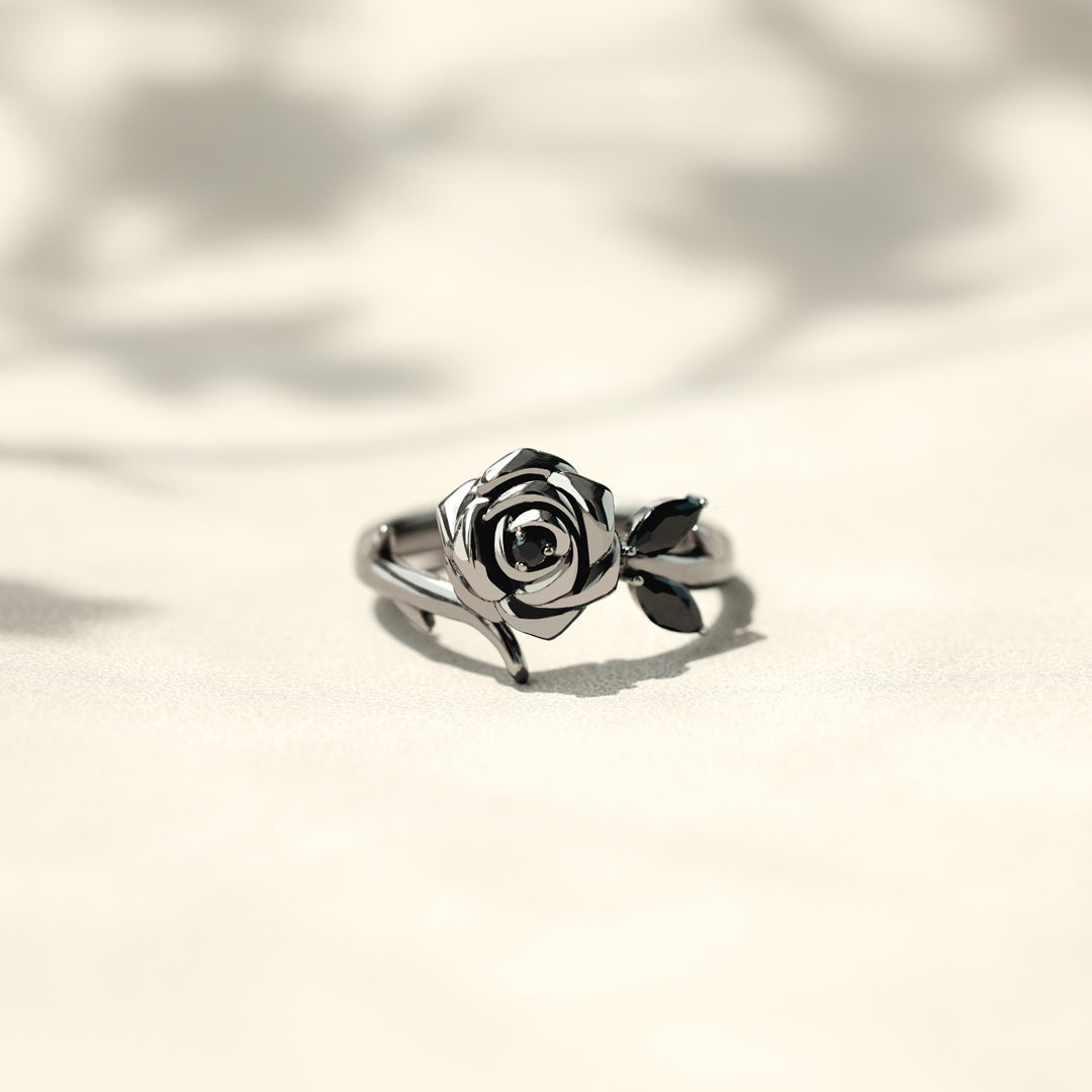 Burned and Survived Self-Love Black Rose Ring