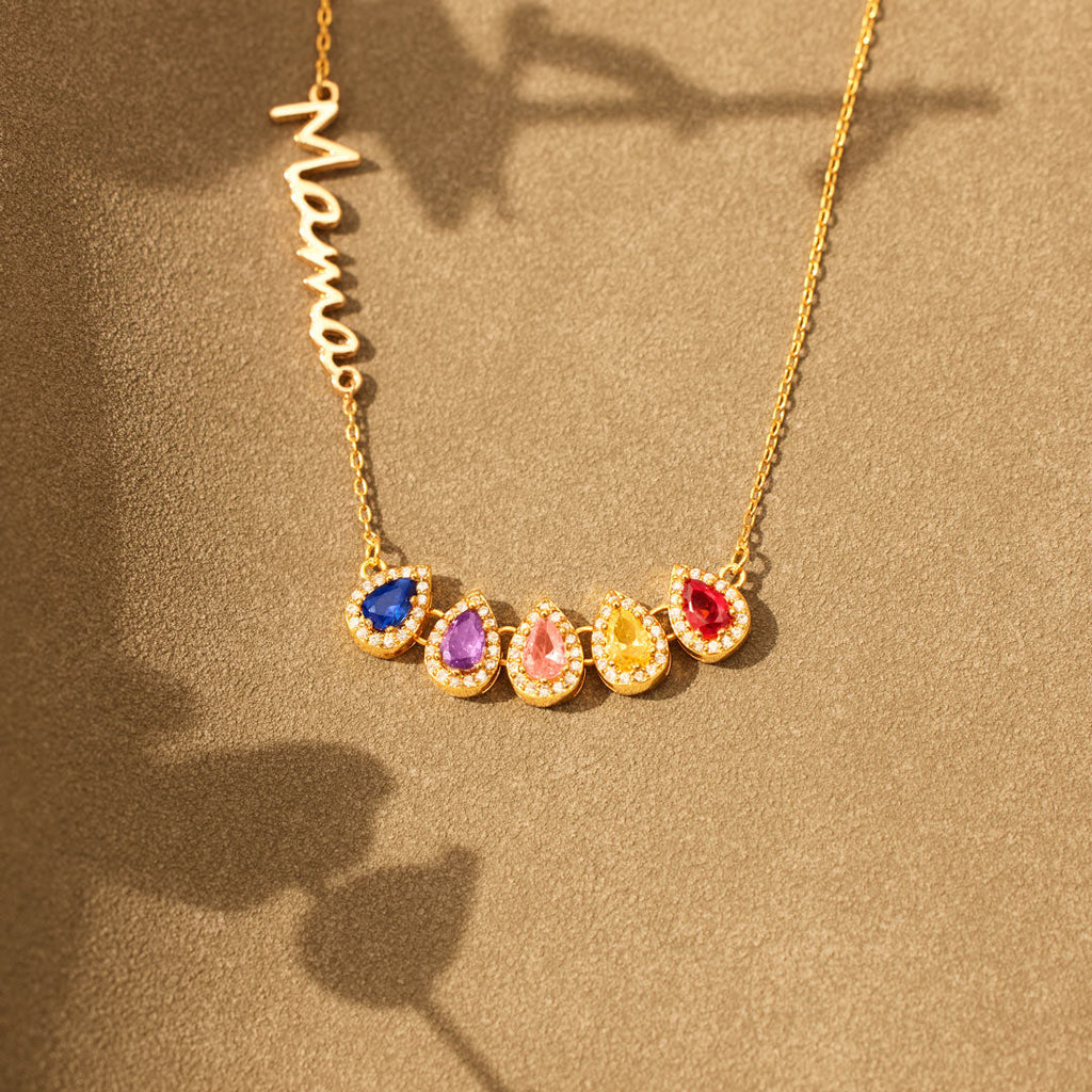 Tears Of Joy 1-14 Teardrop Birthstone Mama/Nana Necklace