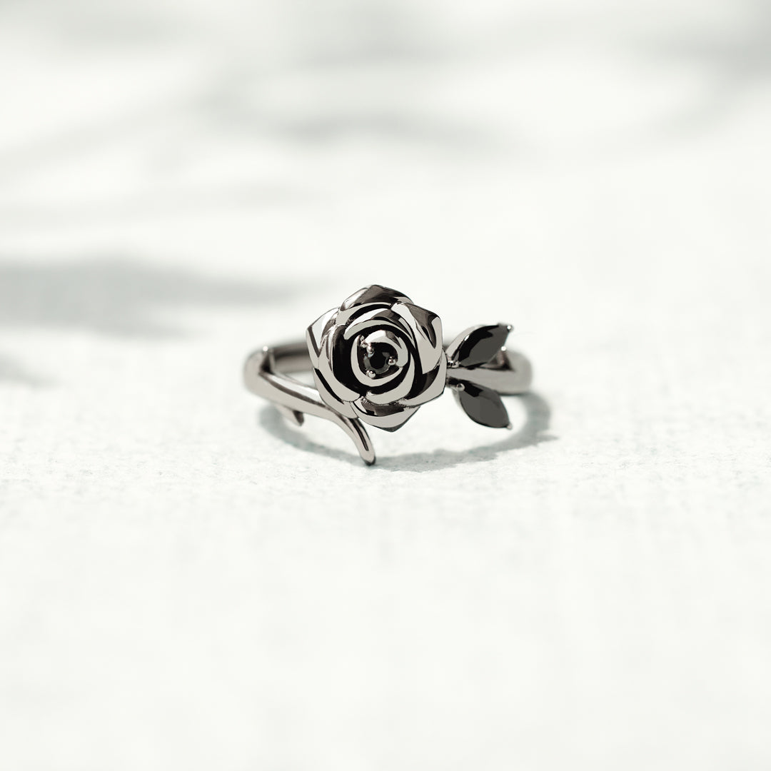Burned and Survived Self-Love Black Rose Ring