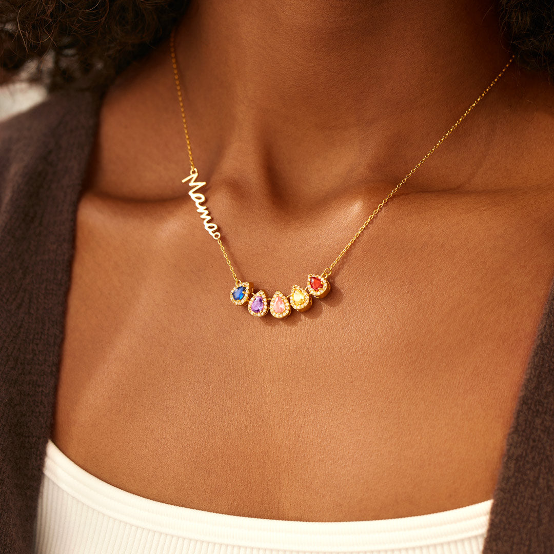 Tears Of Joy 1-14 Teardrop Birthstone Mama/Nana Necklace