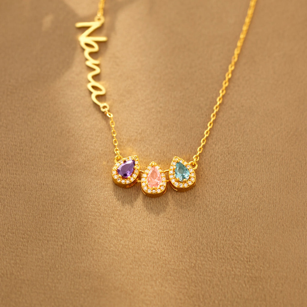 Tears Of Joy 1-14 Teardrop Birthstone Mama/Nana Necklace