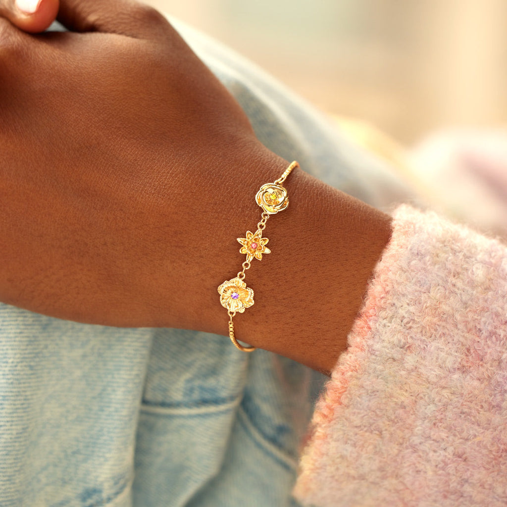 For Sisters 1-10 Three-Dimensional Birth Flowers Bracelet