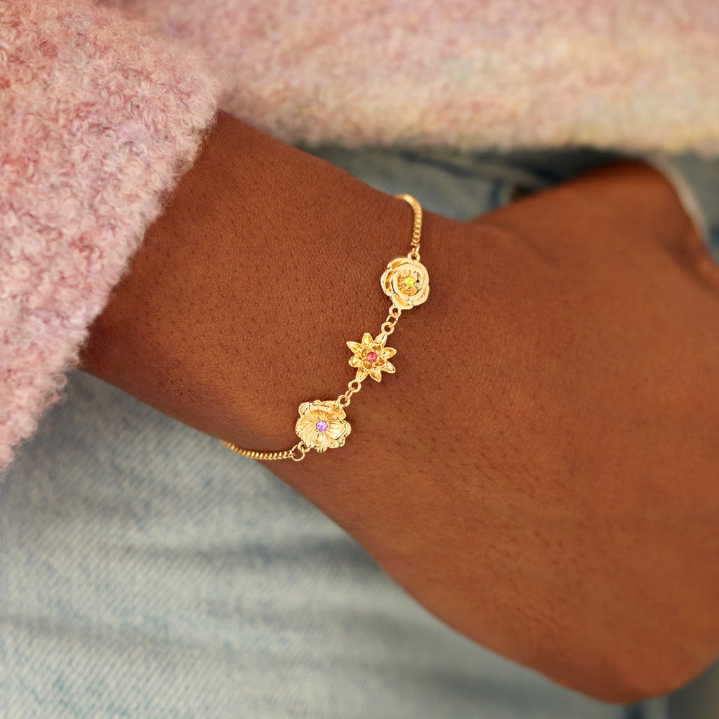 1-10 Three-Dimensional Birth Flowers Bracelet, Gift For Mom/Grandma/Wife