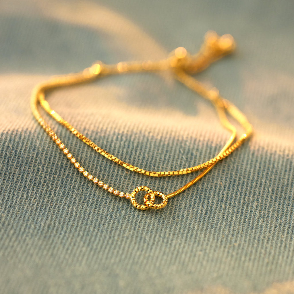 Mother & Daughter Interlock Stacked Bracelet