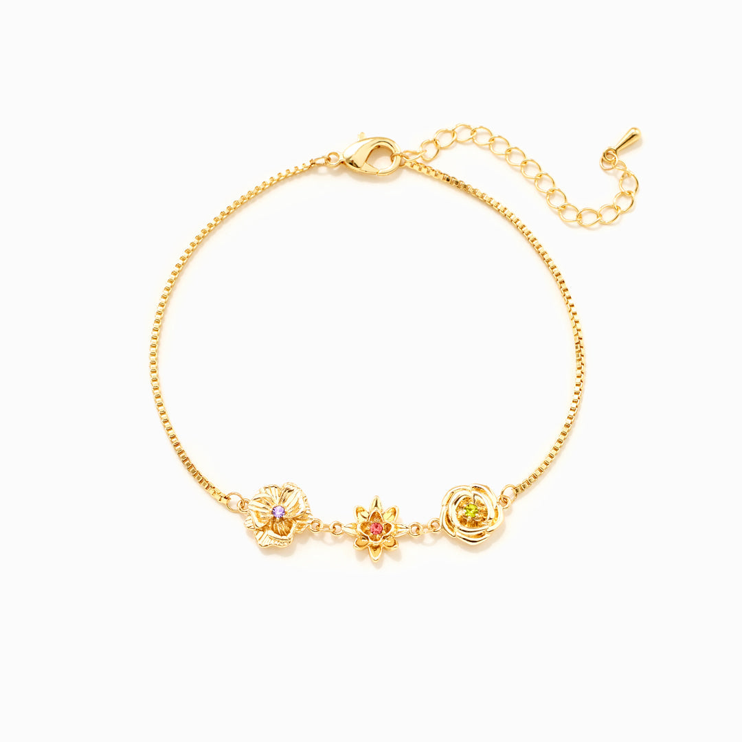 1-10 Three-Dimensional Birth Flowers Bracelet, Gift For Mom/Grandma/Wife