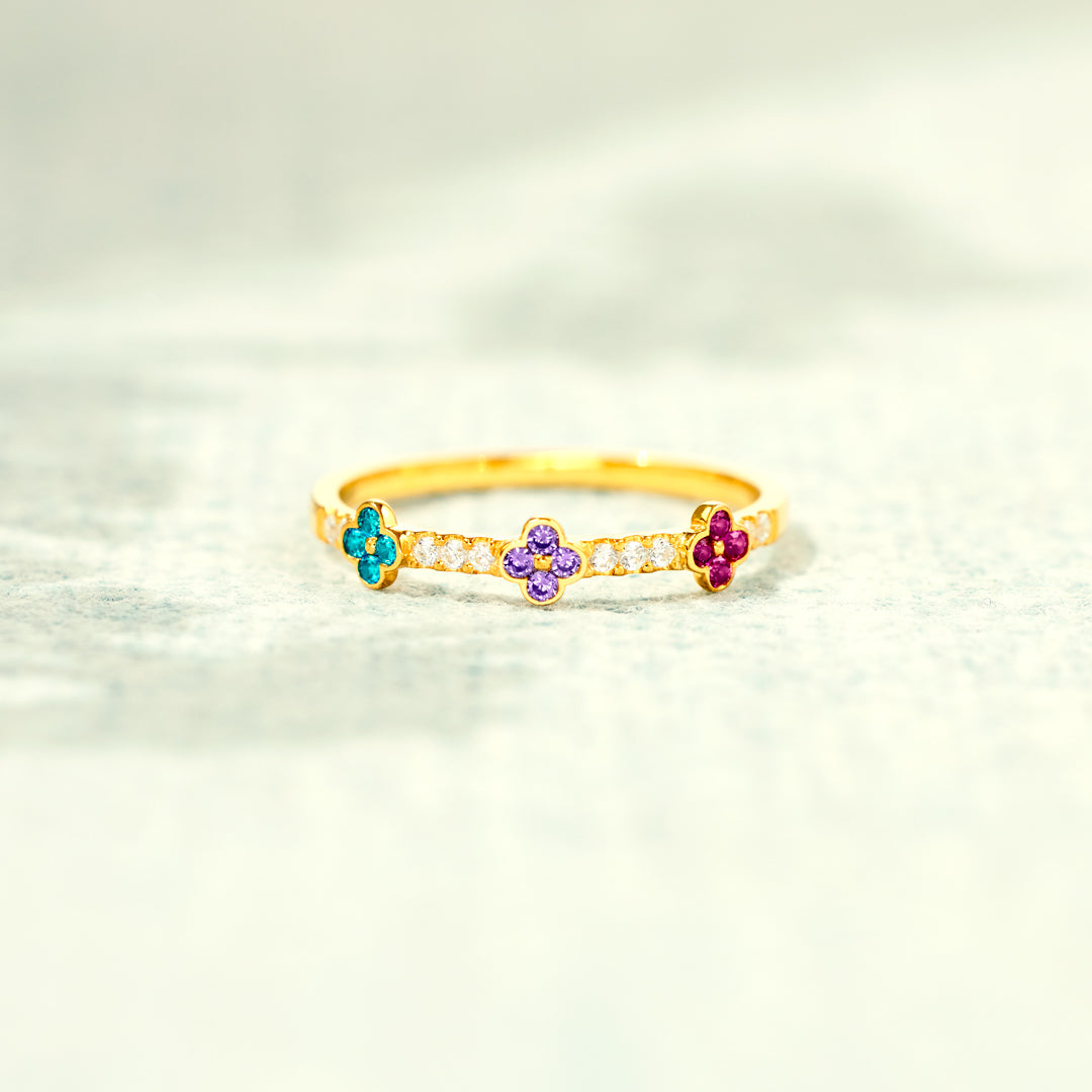 Mama's Lucky Charms 1-5 Birthstones Clover Ring