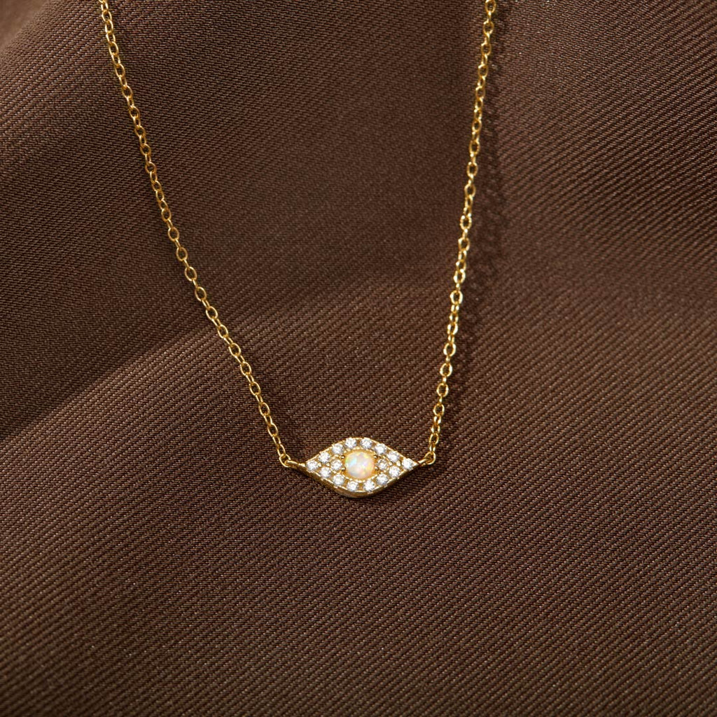 Opal Gold Evil Eye Necklace