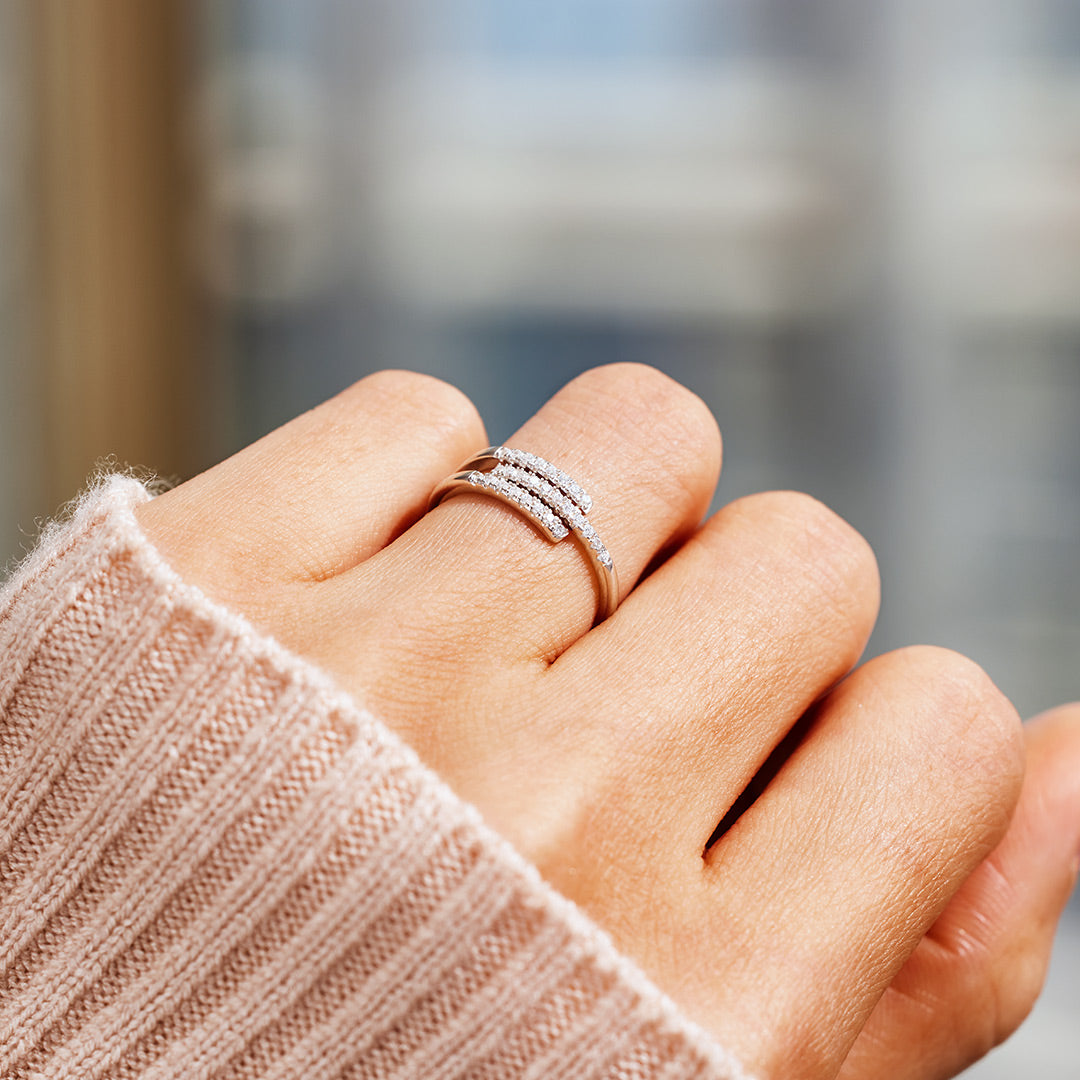 Our Paths Have Met For A Reason Triple Parallel Pavé Ring