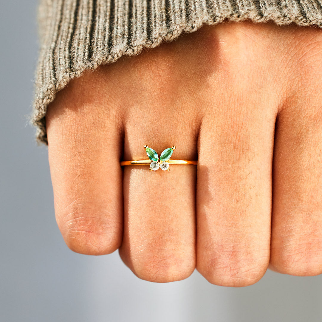 Emerald Butterfly Ring