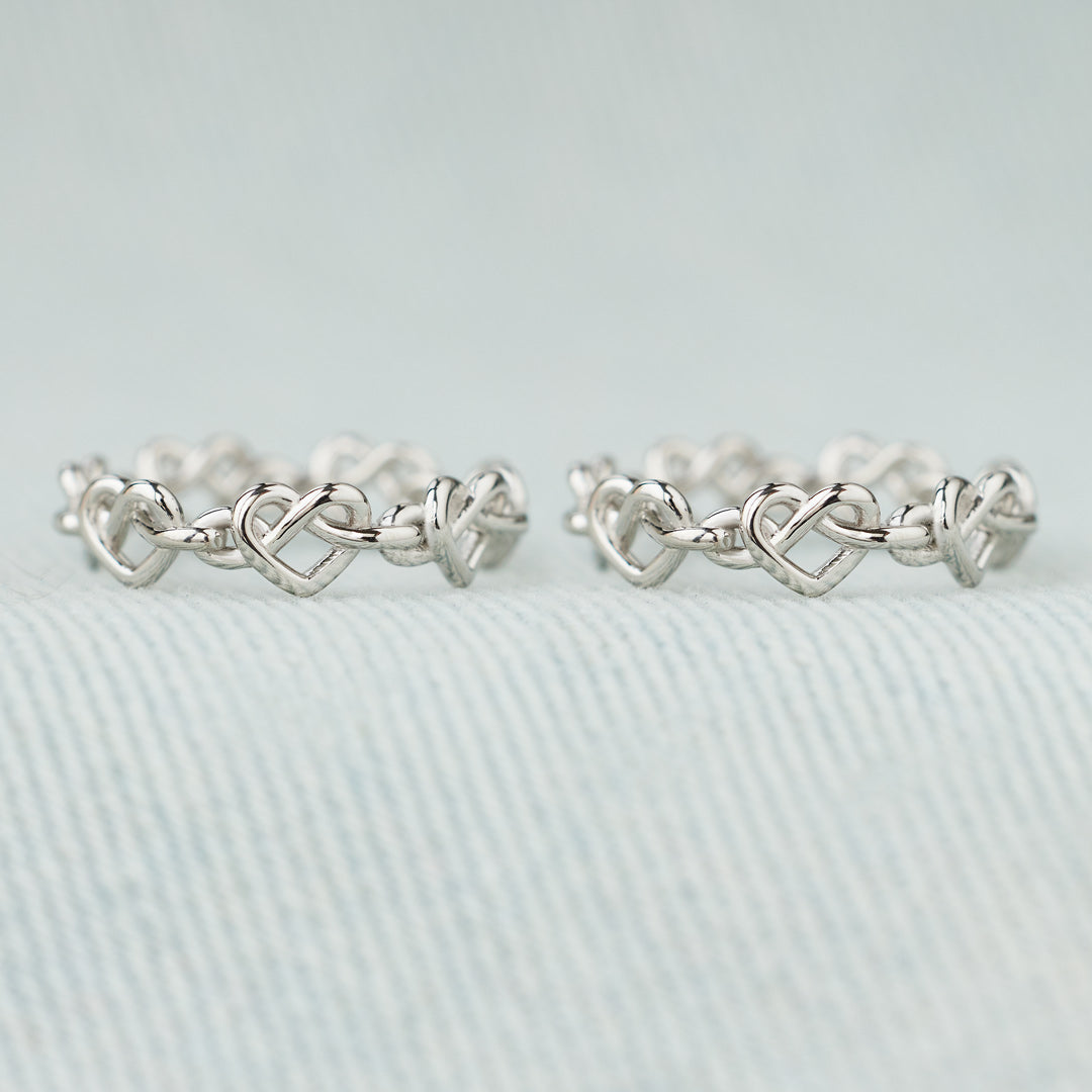 Mother & Daughter Always Connected Infinity Heart Knot Ring