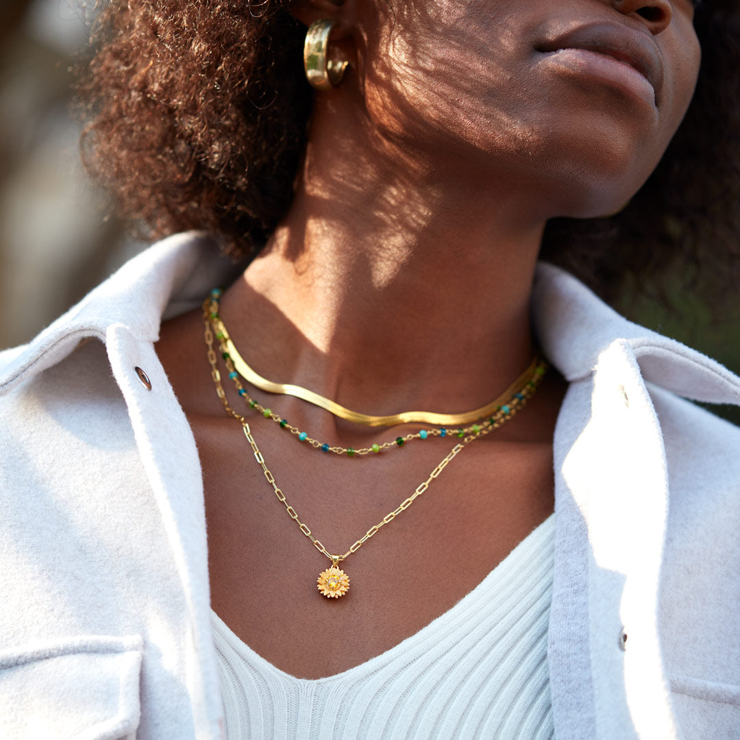 Sunflower Triple Layered Necklace Set