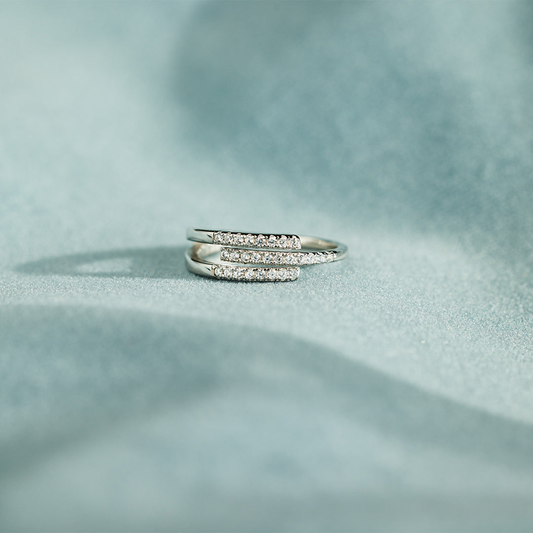 Our Paths Have Met For A Reason Triple Parallel Pavé Ring