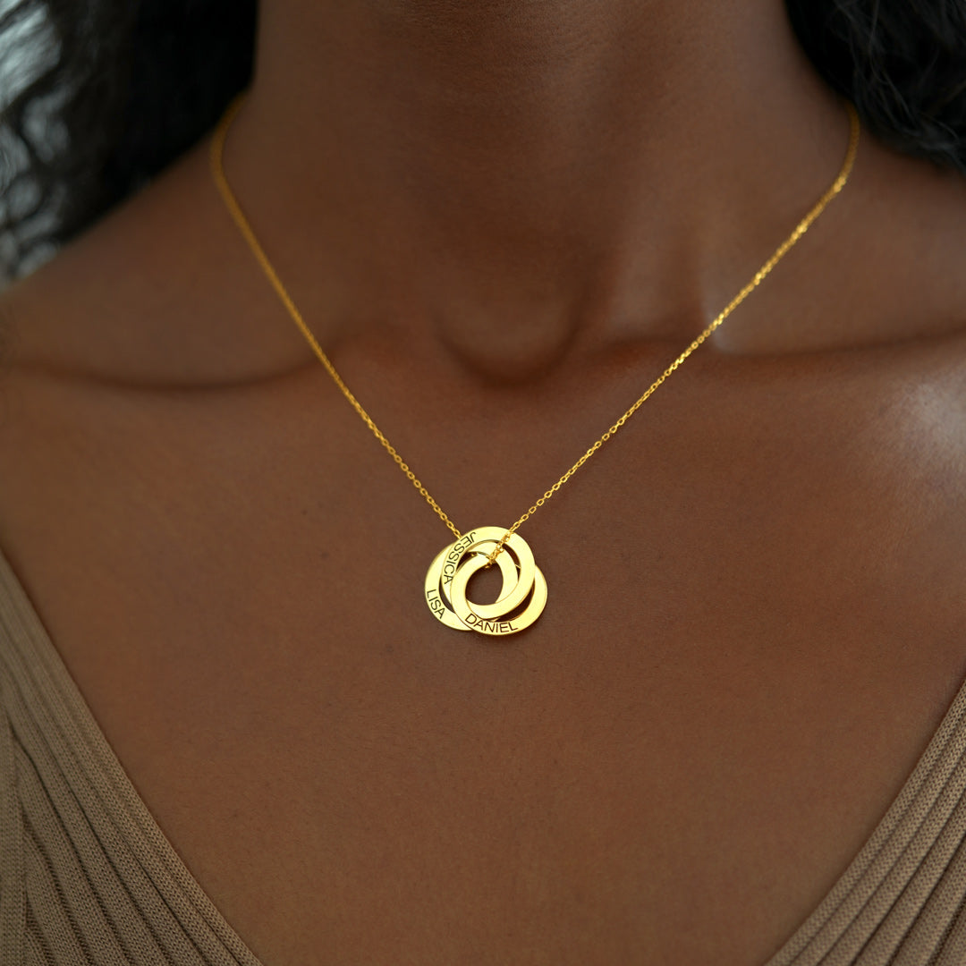 Custom Russian Ring Name Necklace, Personalized Gift for Mom/Wife