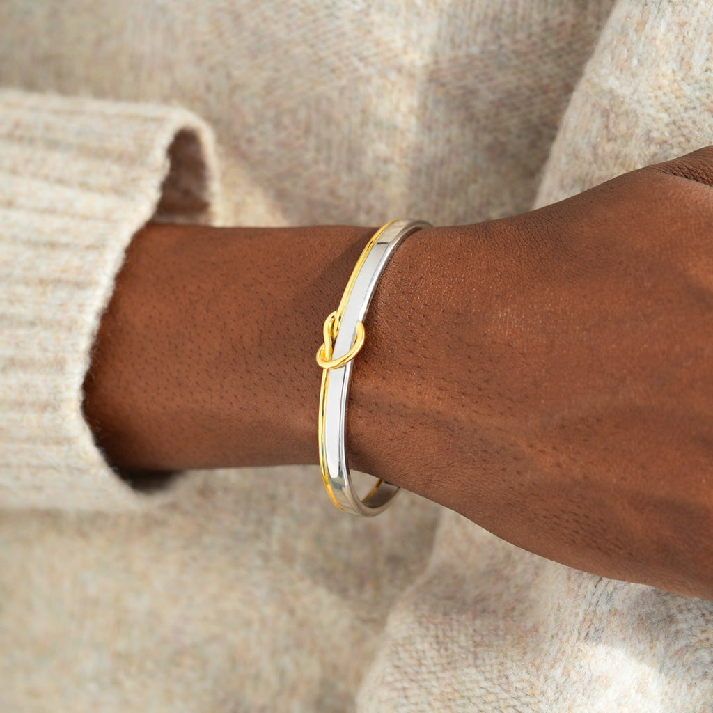 Tied By Angel's Hands Heart Knot Bangle