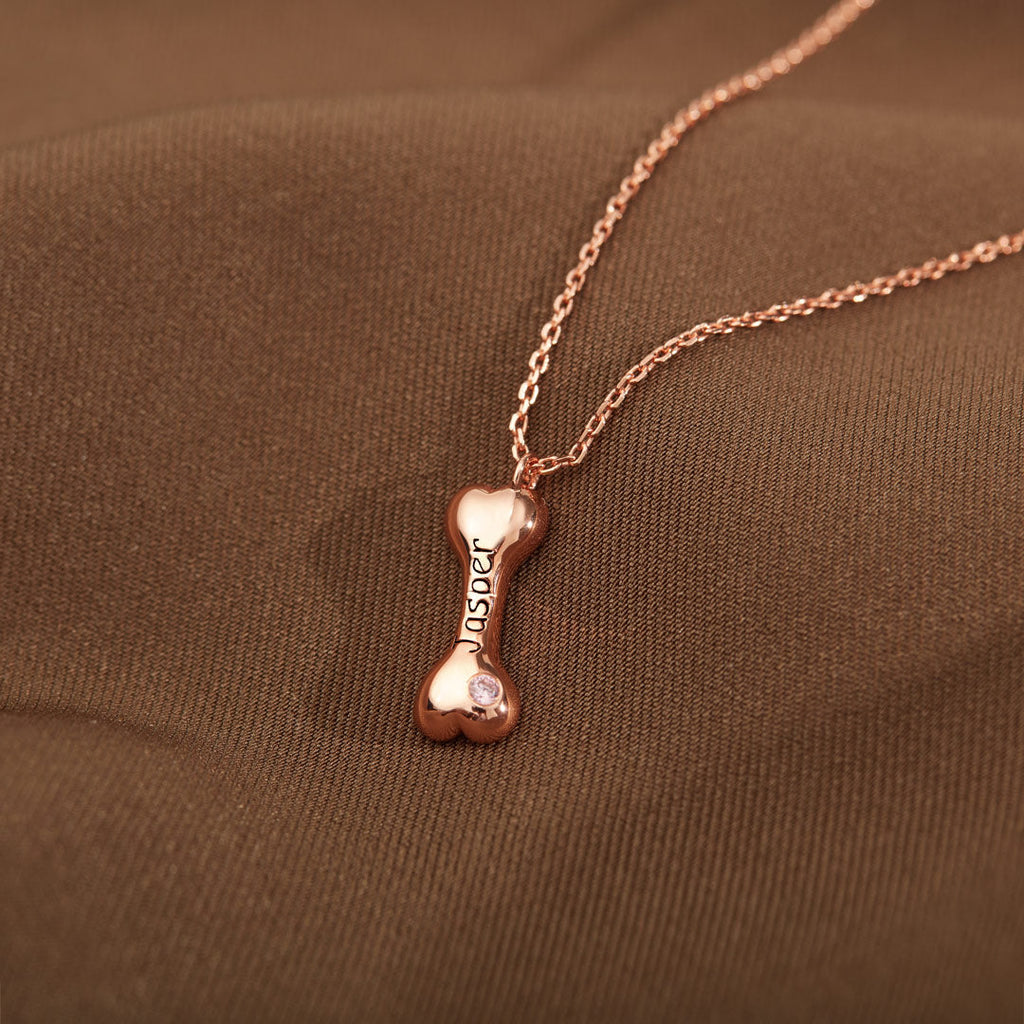 Custom 1-5 Bones Necklace With Engraving&Birthstones