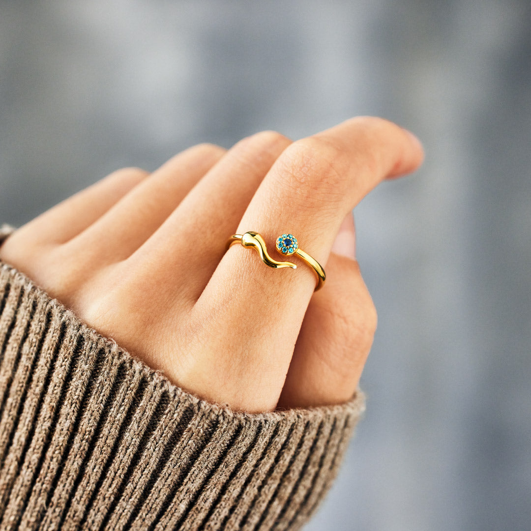 Storyjewellery Evil Eye Ring, Italian Horn Ring