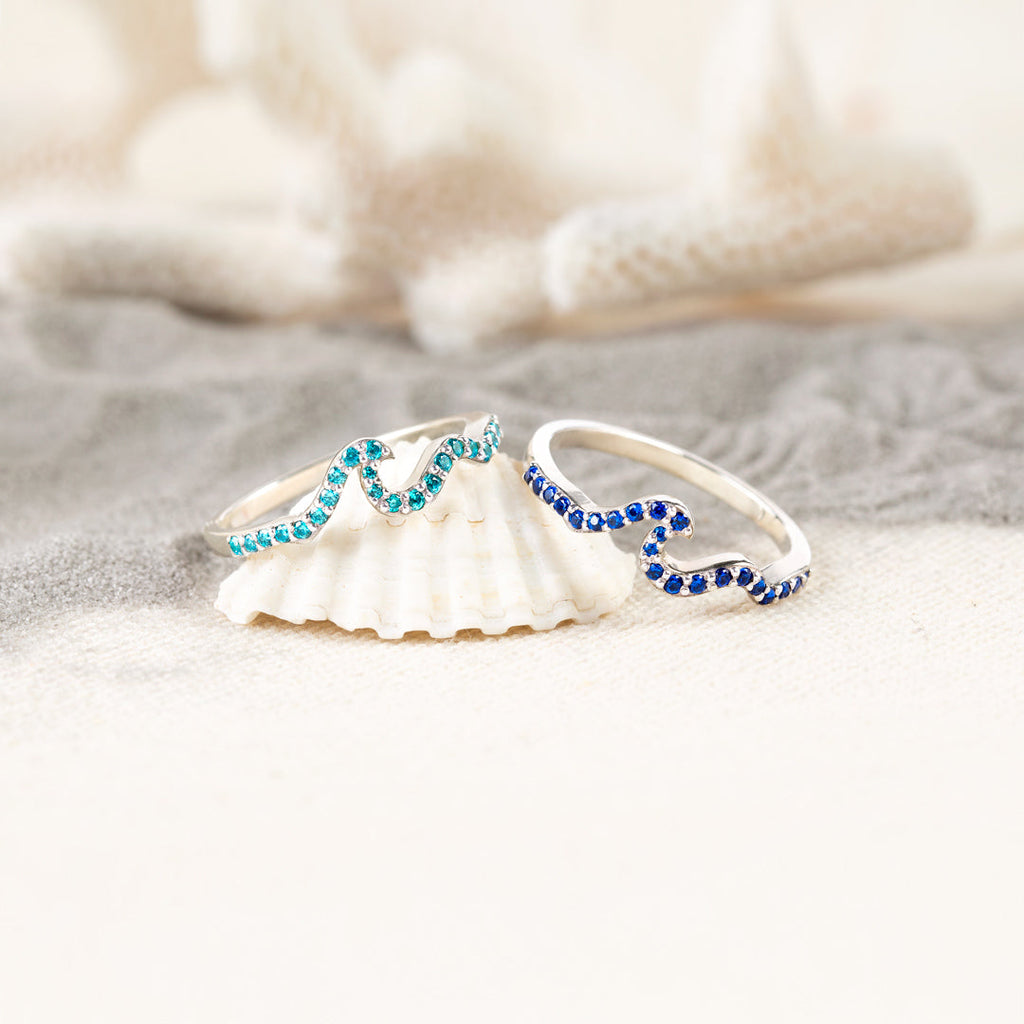 Life Is Like The Ocean Pavé Wave Ring