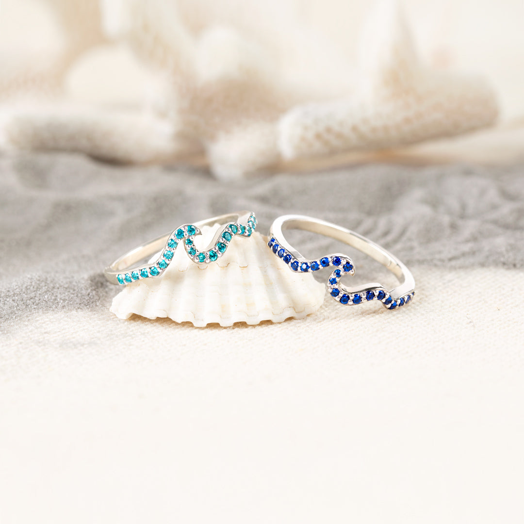 Life Is Like The Ocean Pavé Wave Ring