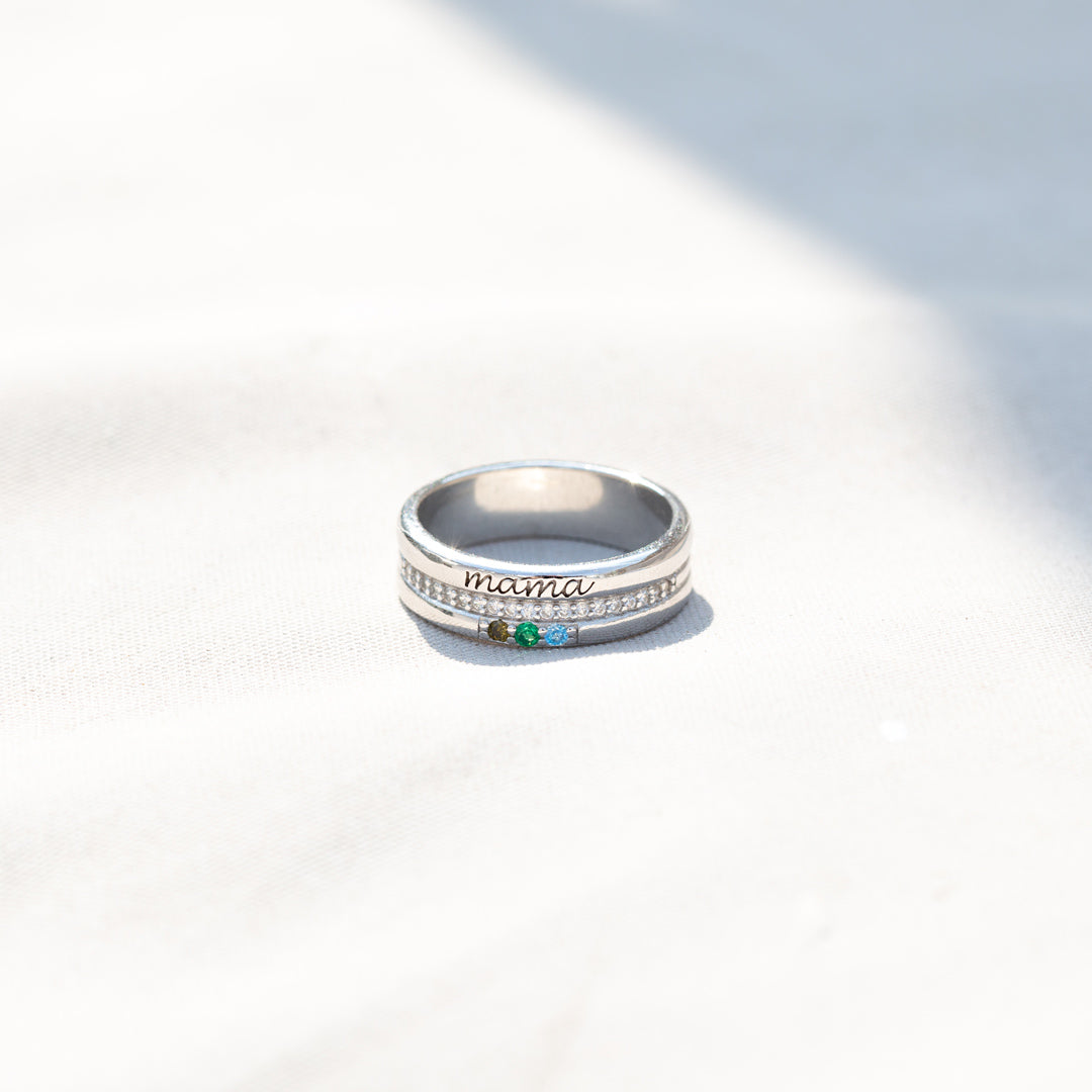 Personalized 1-8 Birthstones Grandma Ring