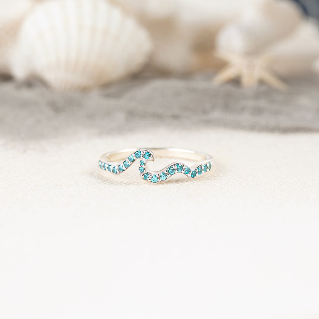 Life Is Like The Ocean Pavé Wave Ring