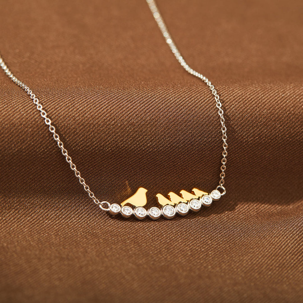 For Mom Custom Pavé Branch Bird Necklace