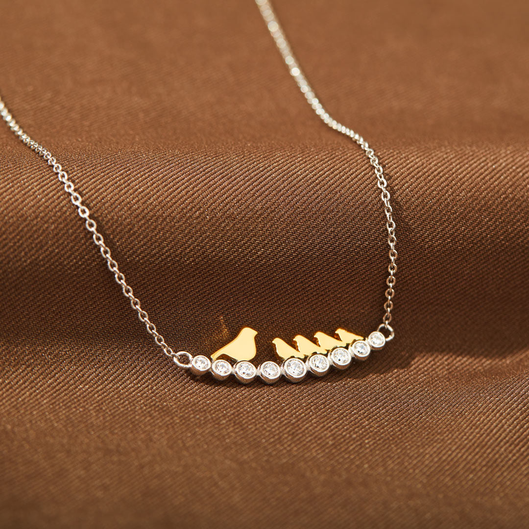 For Mom Custom Pavé Branch Bird Necklace