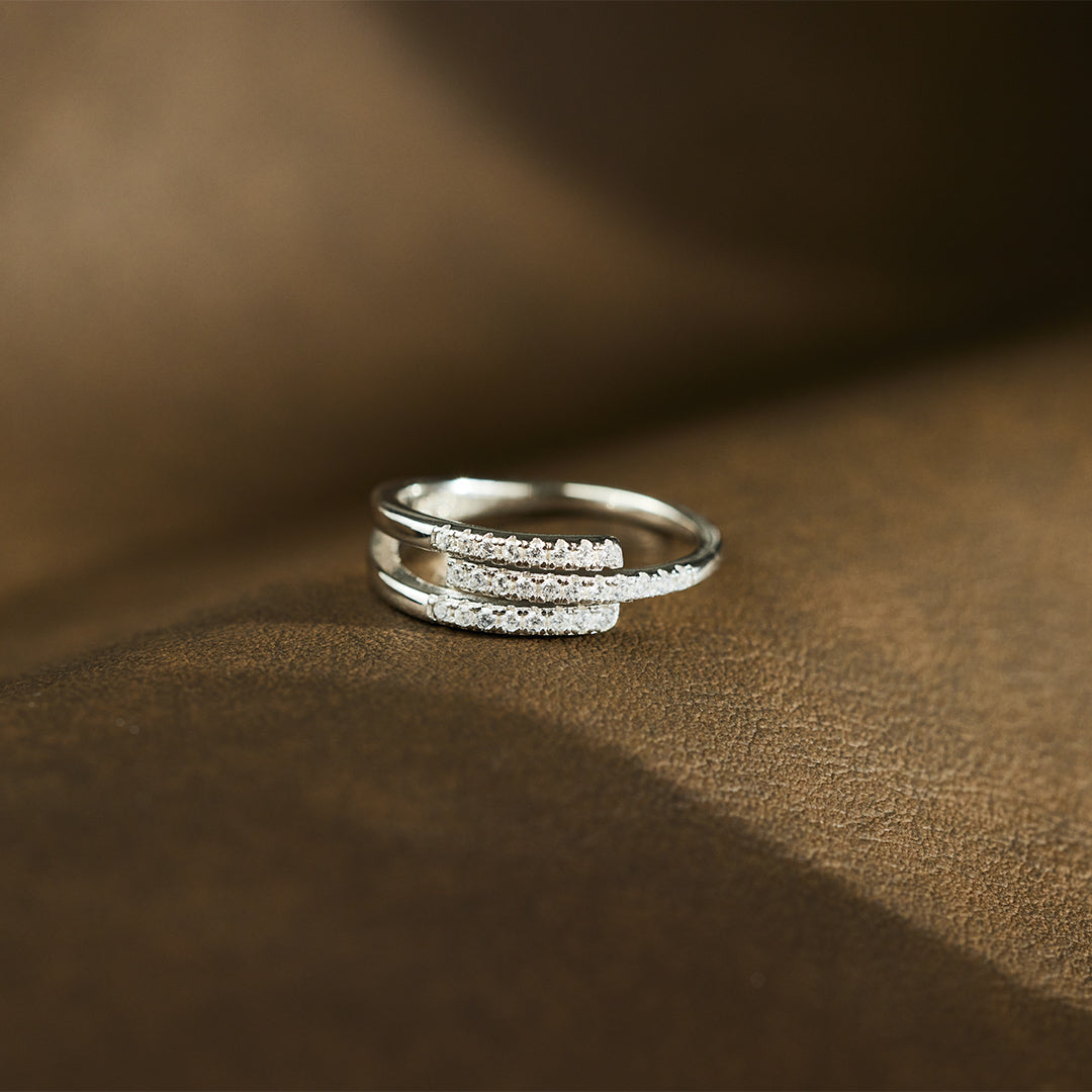 Our Paths Have Met For A Reason Triple Parallel Pavé Ring