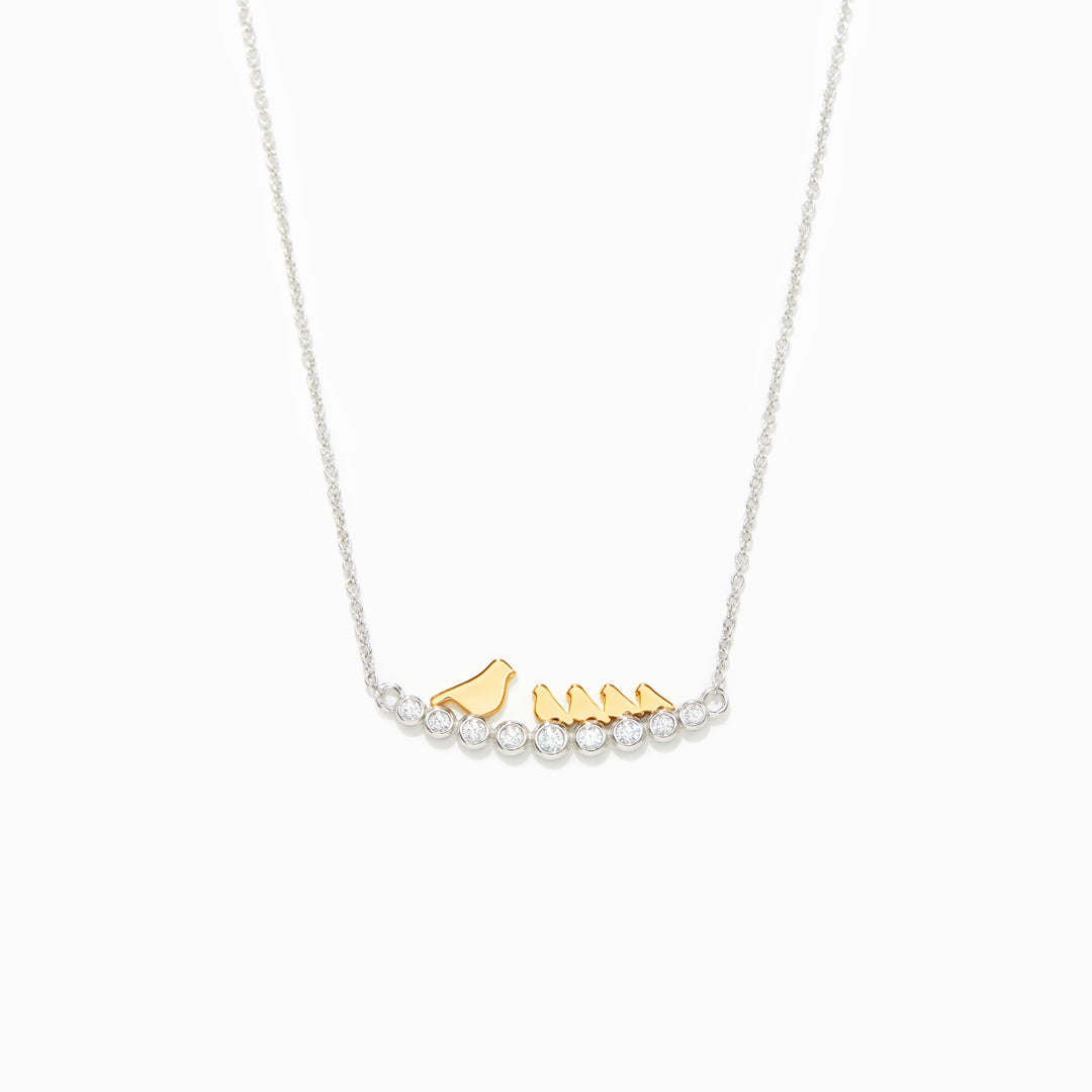 For Mom Custom Pavé Branch Bird Necklace