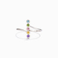 Personalized 1-6 Birthstones Pavé Bar Ring