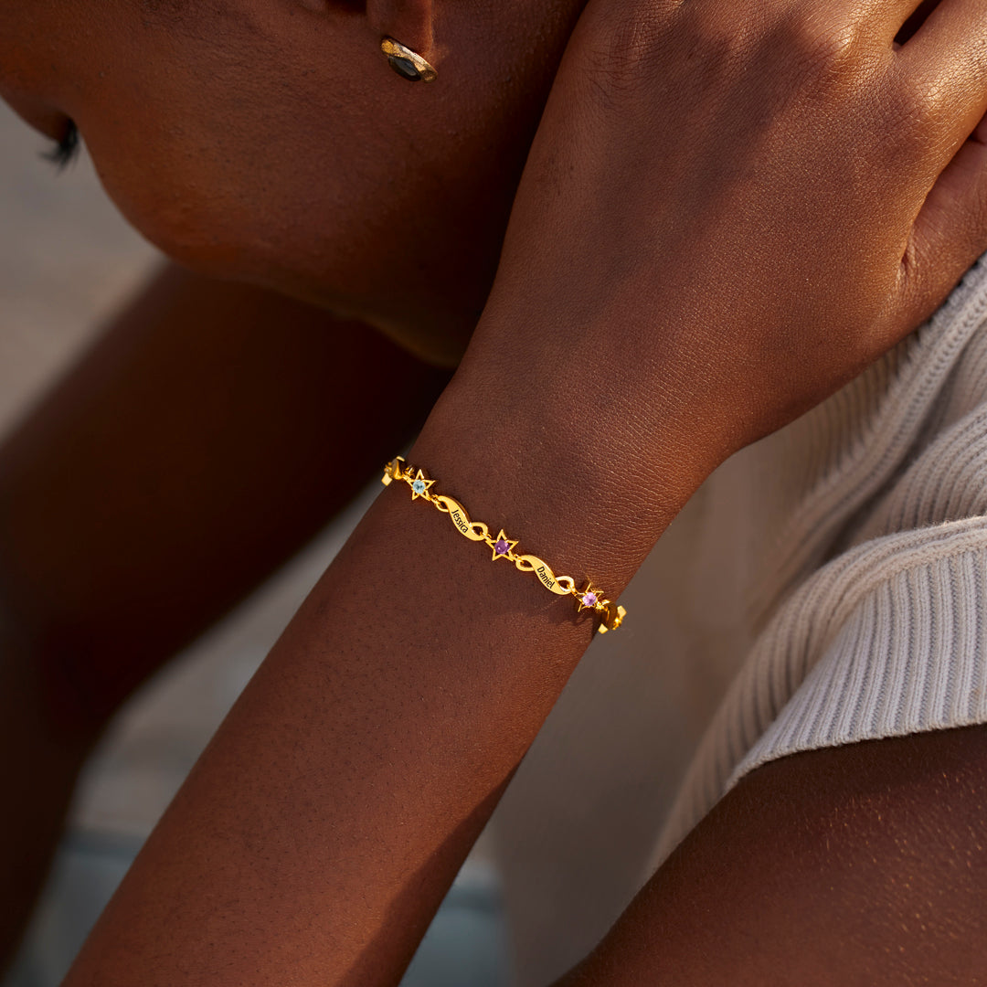 Infinity & Star 1-6 Birthstone Bracelet