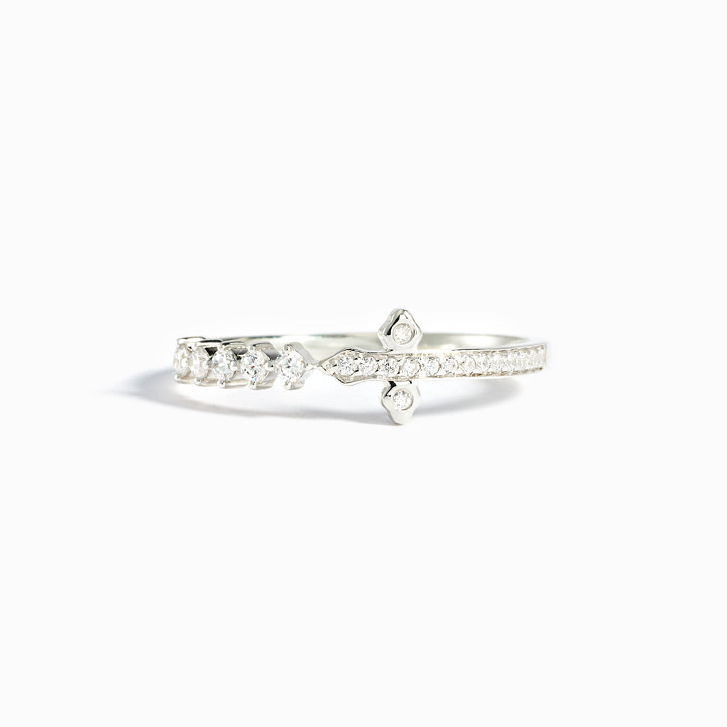 Remember God Is In Control Pavé Sideways Cross Ring