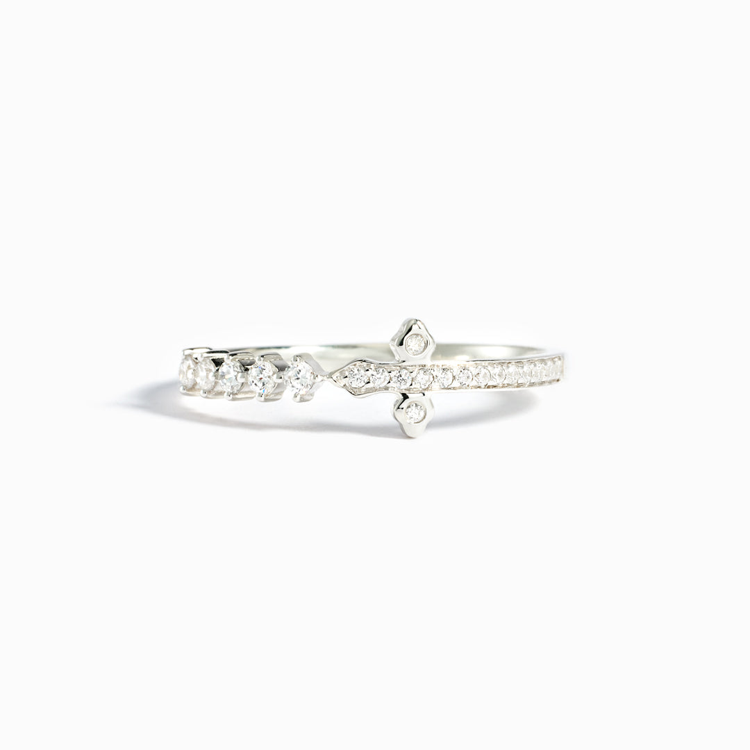 Remember God Is In Control Pavé Sideways Cross Ring