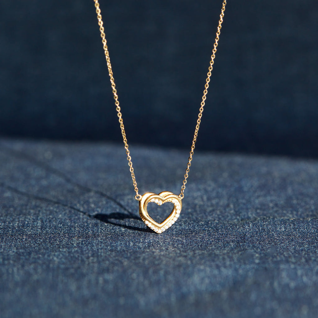 Mother Daughter Pavé Linked Hearts Necklace