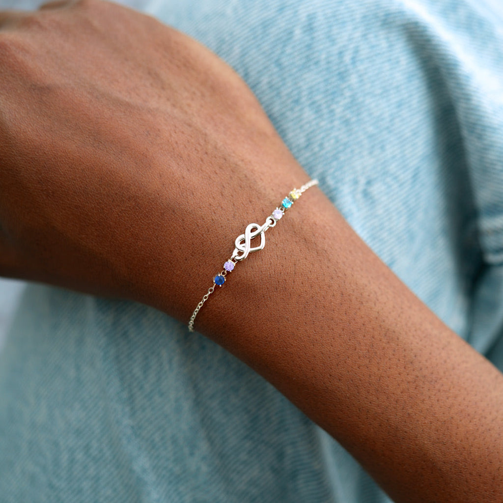 1-12 Birthstones Heart Knot Bracelet