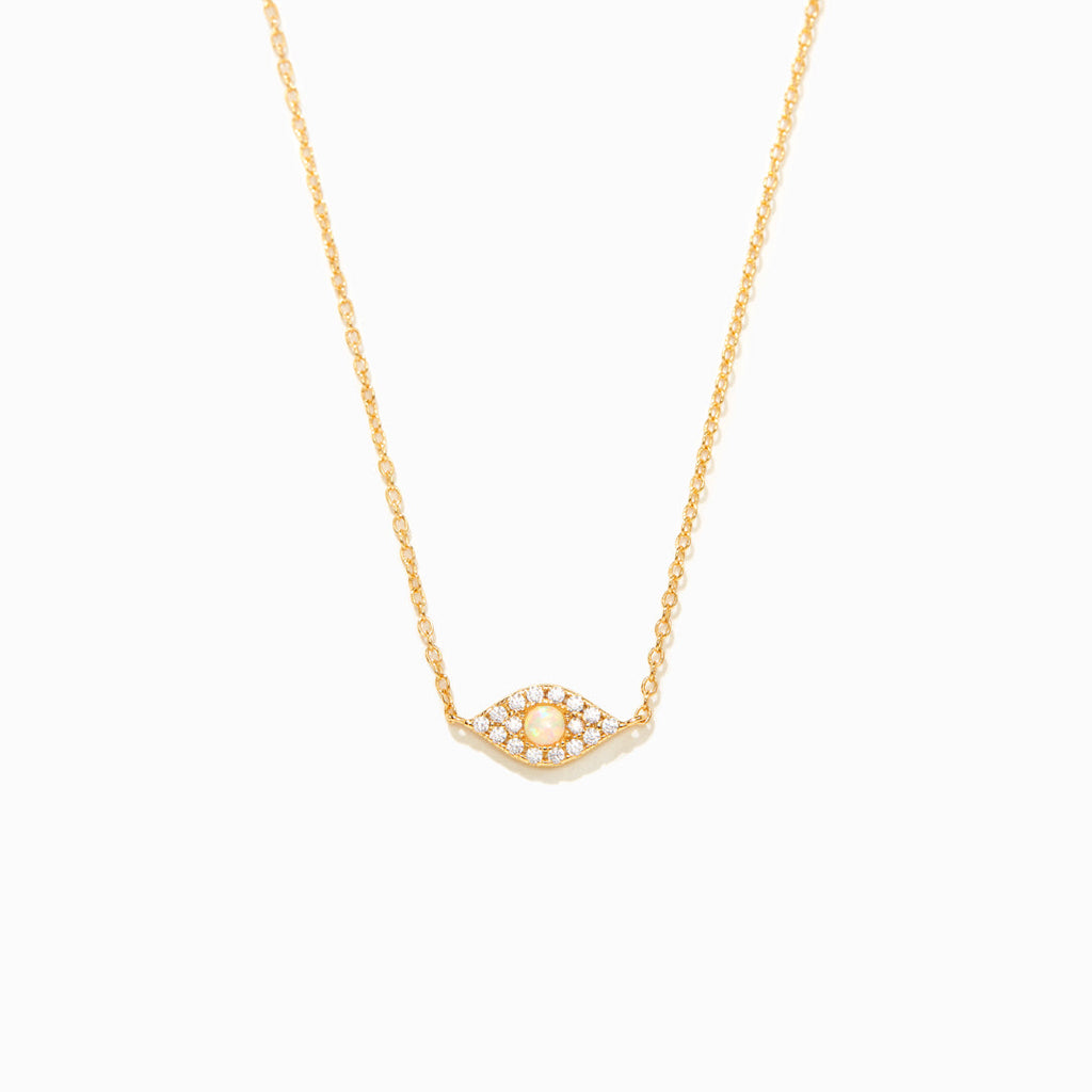 Opal Gold Evil Eye Necklace