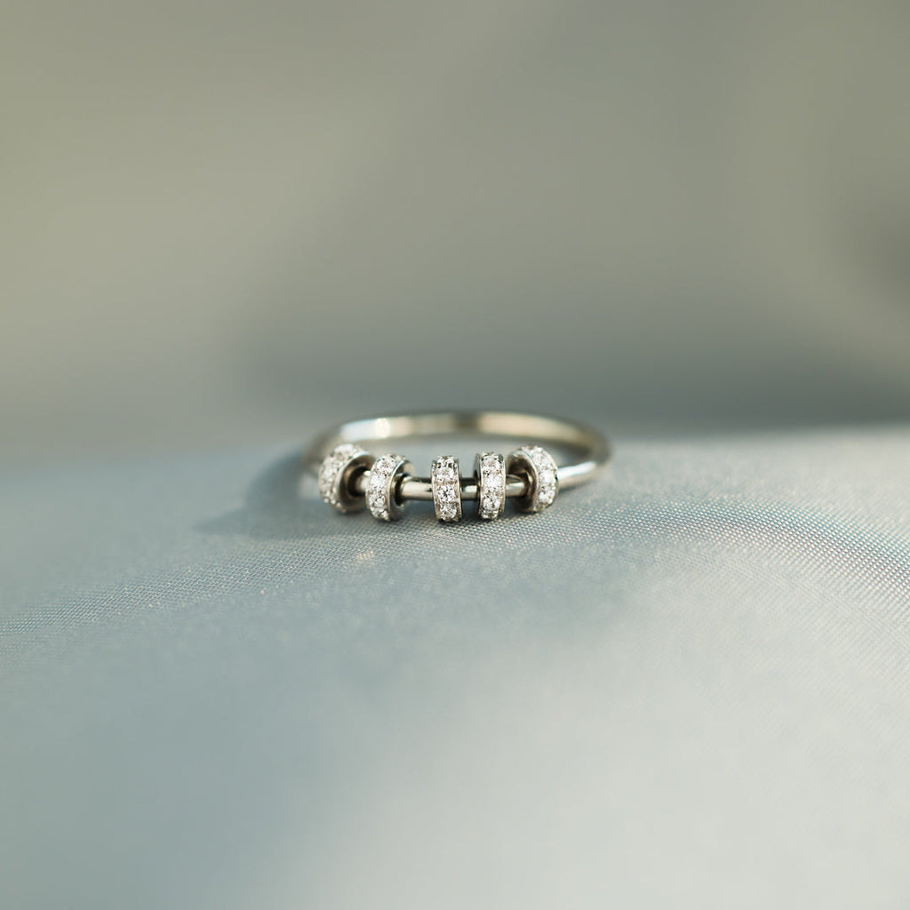 Sterling Silver Spinner Fidget Ring, Anxiety Ring For Women