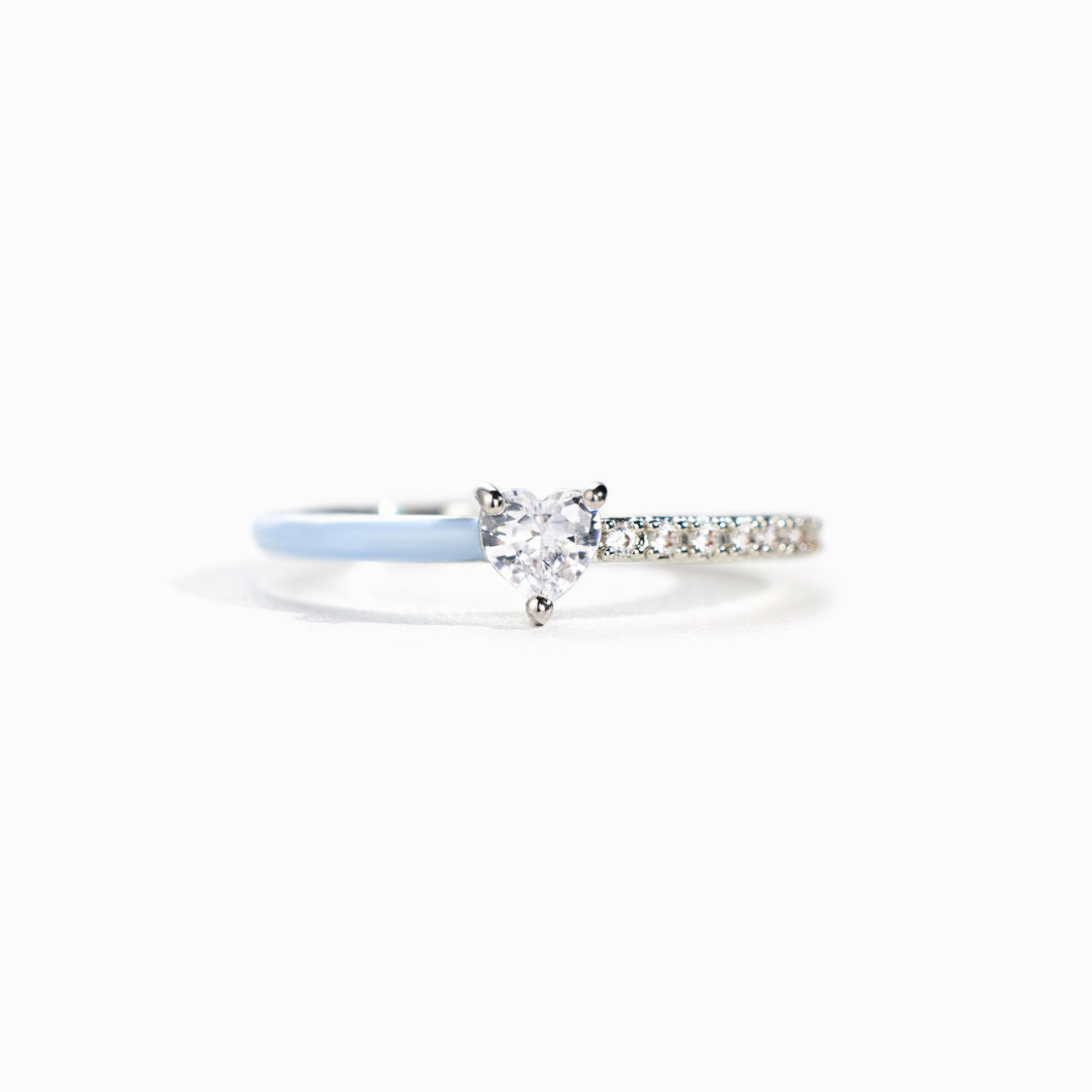 Sisters By Soul Matching Half Enamel Heart-Cut Rings