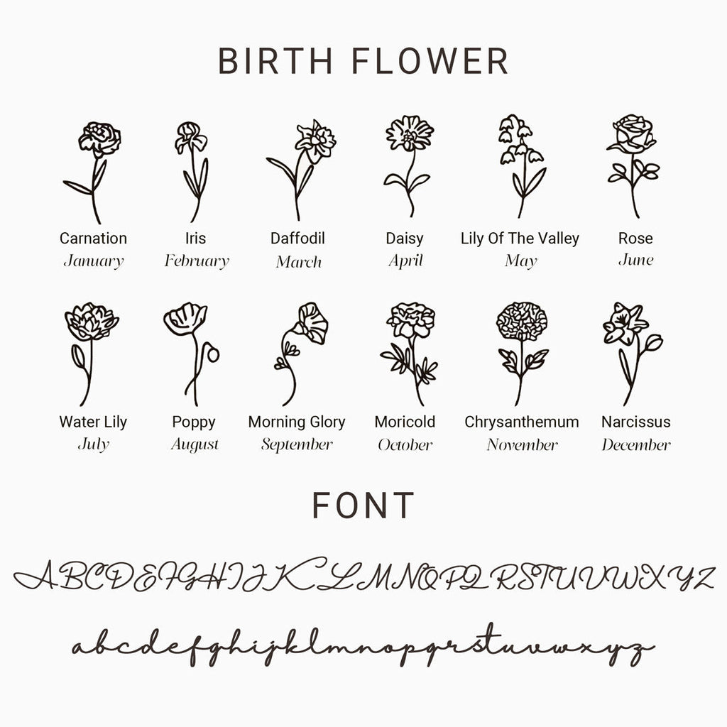 Personalized Birth Flower Name Ring