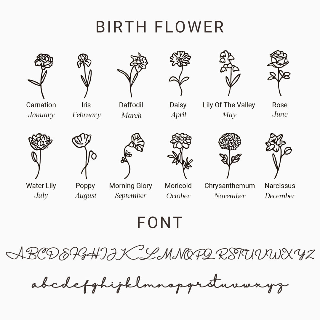 Personalized Birth Flower Name Ring