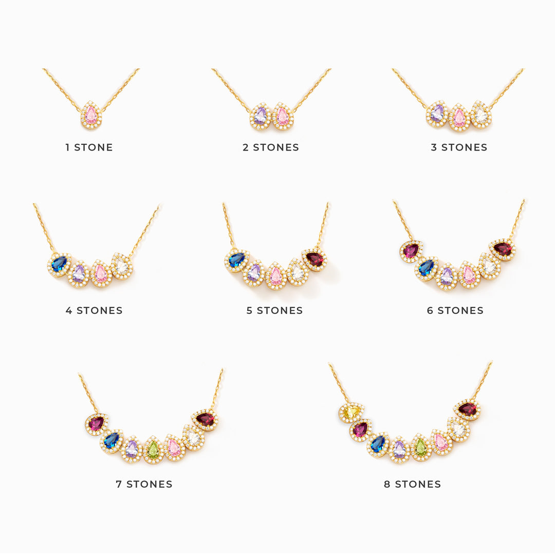 Customized 1-14 Purest Love Birthstone Necklace, Gift for Grandmother