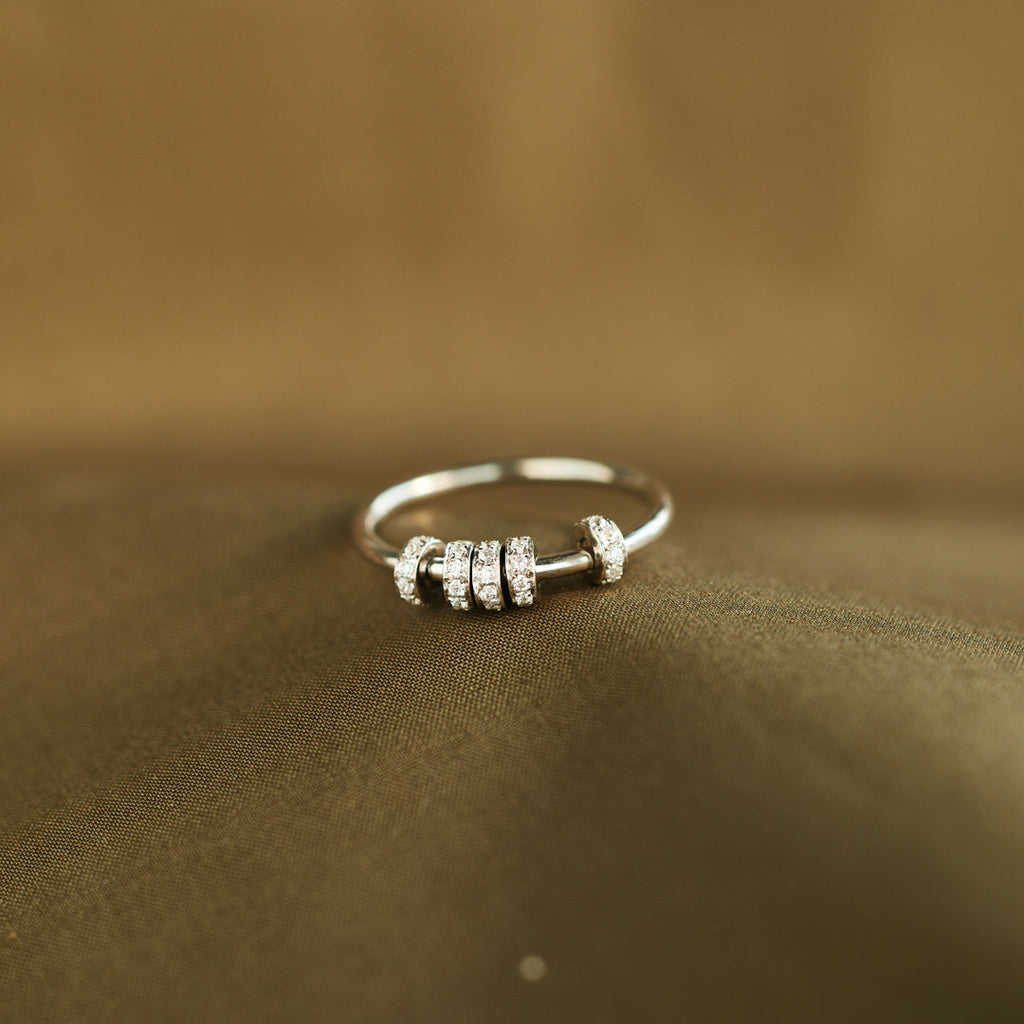 Sterling Silver Spinner Fidget Ring, Anxiety Ring For Women