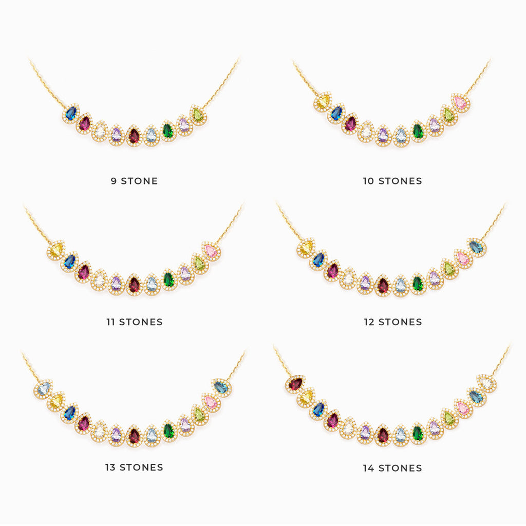 Custom 1-14 Teardrop Birthstone Necklace, Gift for Mom/Grandma/Wife