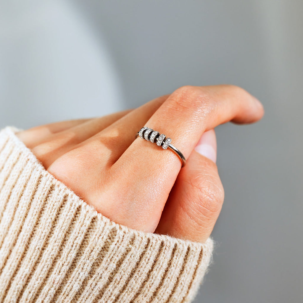Sterling Silver Spinner Fidget Ring, Anxiety Ring For Women